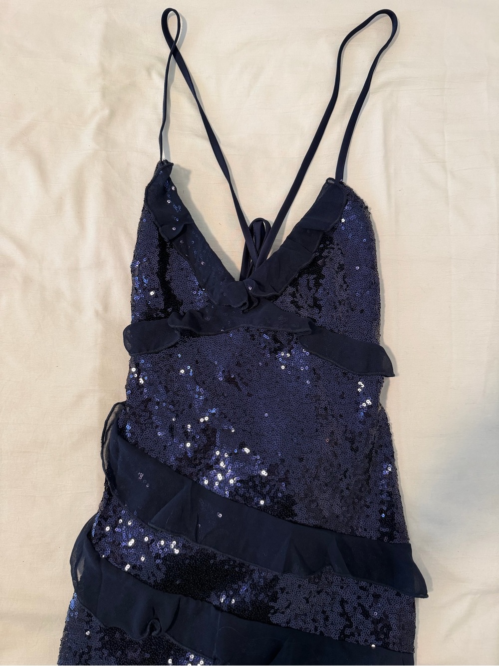 BEGINNING BOUTIQUE ✨- Inara Navy Sequin Ruffle Maxi Dress